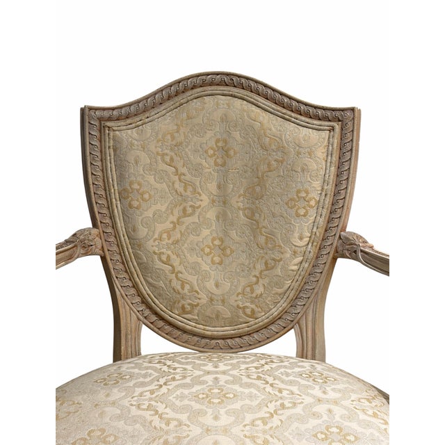 Pair Vintage French-Style Shield-Back Upholstered Accent Chairs For Sale In Phoenix - Image 6 of 7