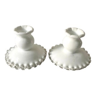 Fenton Glass Company Milk Glass Candle Stick Holders For Sale