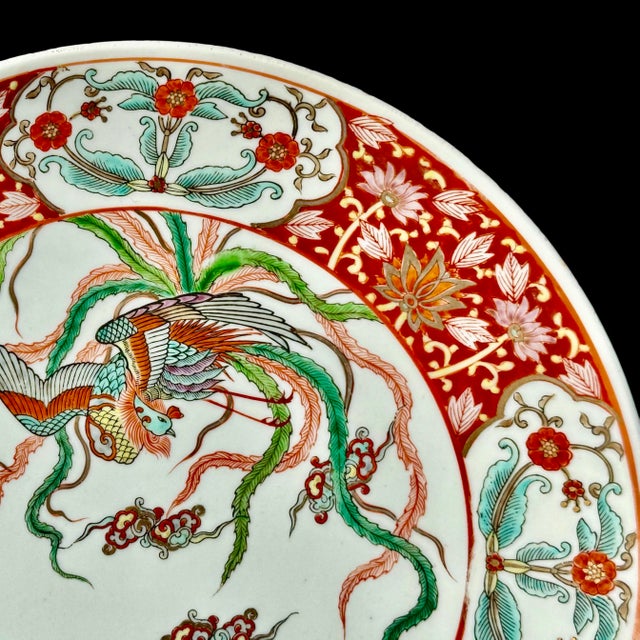 Japanese Antique Japanese Imari Porcelain Charger Plate Arita Ware Phoenix Hō-Ō Bird Meiji Period For Sale - Image 3 of 7