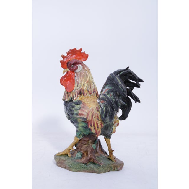 Vintage Pair of Corbet Italian Majolica Porcelain Roosters - Signed For Sale - Image 14 of 18