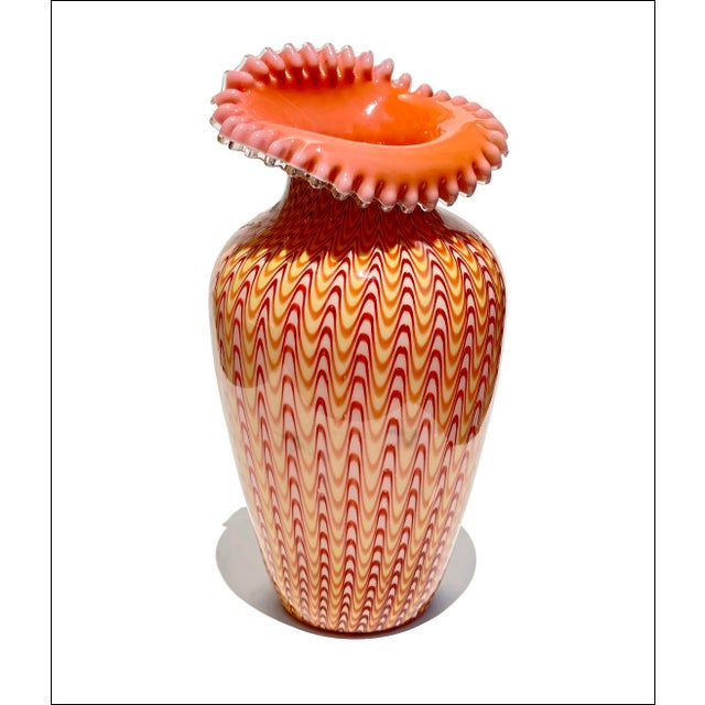 Glass 19thC Stevens & Williams Rare Osiris Pattern Antique Art Glass Vase For Sale - Image 7 of 7