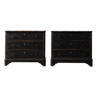 19th Century French Walnut Distressed Black Chests (Set of 2) For Sale