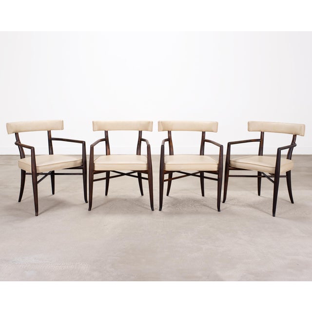 Mid-Century Modern Set of Four T. H. Robsjohn-Gibbings Klismos Dining Armchairs For Sale - Image 3 of 18