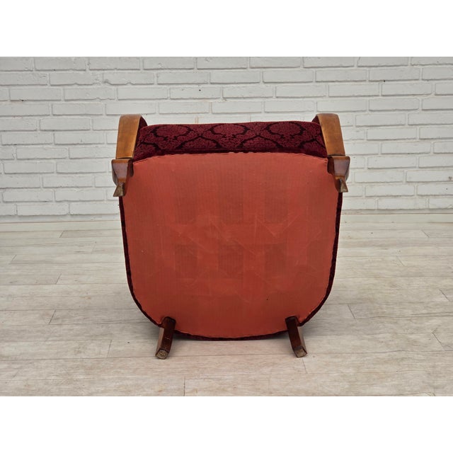 Danish Armchair in Cherry-Red Furniture Velour, 1960s For Sale - Image 17 of 18