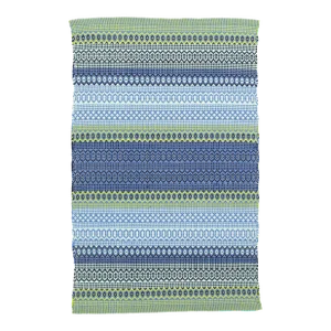 Dash & Albert by Annie Selke Fiesta Stripe French Blue/Green Indoor/Outdoor Rug, 2' x 3'