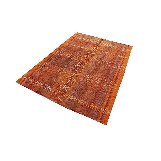 Mid-Century Modern Modern Vintage Orange Kilim Rug For Sale - Image 3 of 7