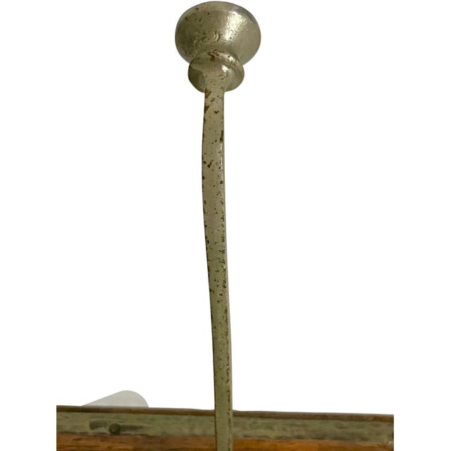 Pair of Vintage French Mid Century Wood and Metal Double Wall Hooks on Wood Plaques For Sale - Image 13 of 18