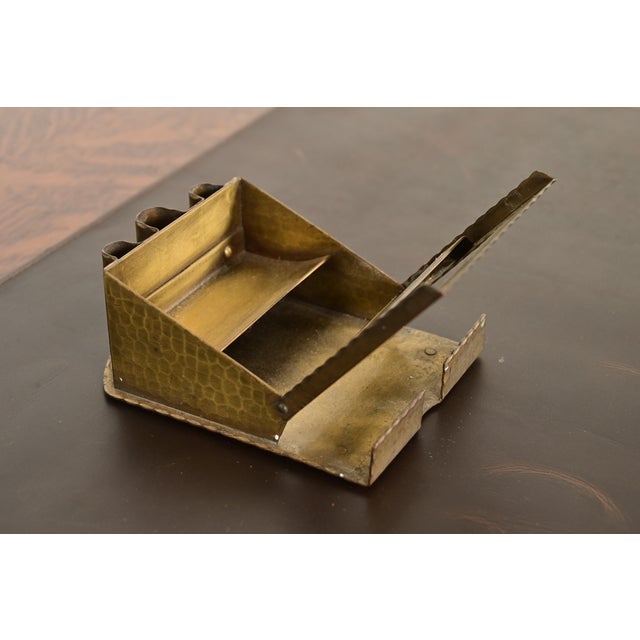 Roycroft Arts & Crafts Brass Finished Hammered Copper Perpetual Desk Calendar Frame For Sale In South Bend - Image 6 of 13