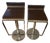 Pair of Faux Leather & Metal Adjustable Bar Stools For Sale