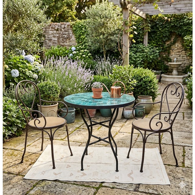 This striking 27‑inch mosaic table features a rich emerald‑green palette, handcrafted with precision using smooth square...