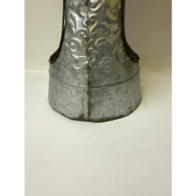 Large 21" Brutalist Folk Art Angel Candle Holder Lantern - Hand-Hammered Steel Drum For Sale - Image 9 of 15
