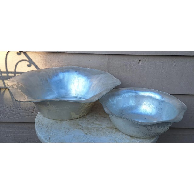 Contemporary Vintage Nordstrom Turkish Silver Leaf Style Decorative Bowl - Large Scale For Sale - Image 3 of 13