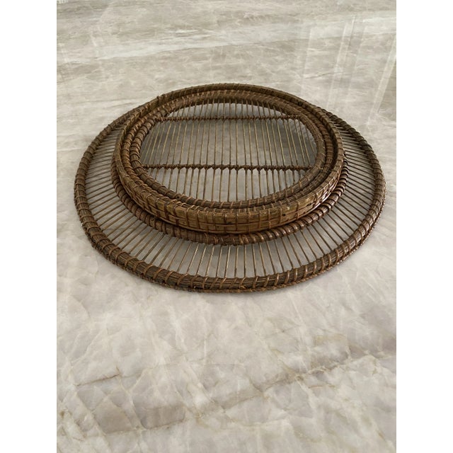 2010s Set of 4 Rattan Chargers For Sale - Image 5 of 5