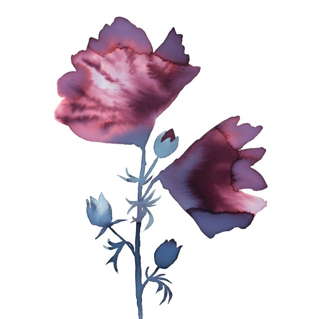 "Floral No. 26" Contemporary Original Botanical Flower Watercolor Painting by Elizabeth Becker For Sale