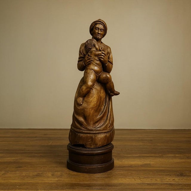 Wood French School, Depicting a Maternity Scene, 1800s, Wood For Sale - Image 7 of 7