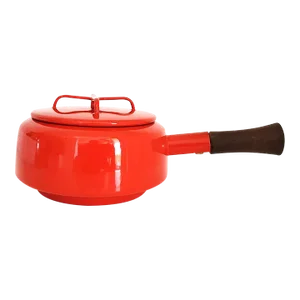 1960s Dansk Kobenstyle Fondue/Sauce Pot With Lid, Red