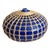 Vintage Seagrass Rattan Wrapped Cobalt Ceramic 12" Pottery For Sale