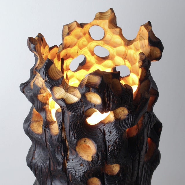 Not Yet Made - Made To Order Torch Lamp - Sculptural Wood and Limestone Table Lamp by Gabor Gobi For Sale - Image 5 of 11
