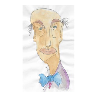 1999 Portrait of a Man Watercolor Painting For Sale