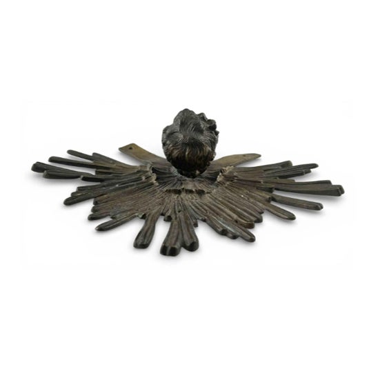 19th Century Bronze Cherub Head With Radiating Sunburst Halo, Ecclesiastical Fragment For Sale - Image 4 of 8