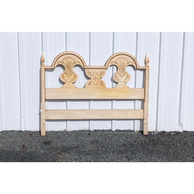 Elevate your bedroom with this exquisite Vintage John Widdicomb Full Size Headboard, featuring a stunning whitewashed...