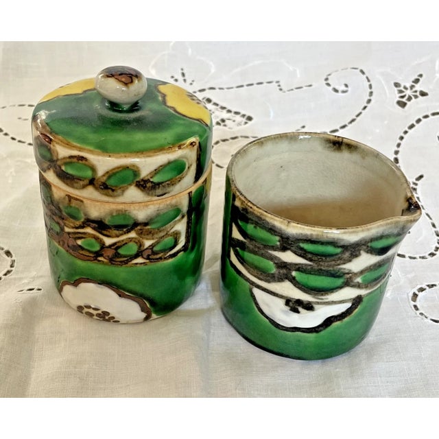 Mid 20th Century Mid 20th Century Japanese Hand Painted Pottery Tea Set- 21 Pieces For Sale - Image 5 of 15
