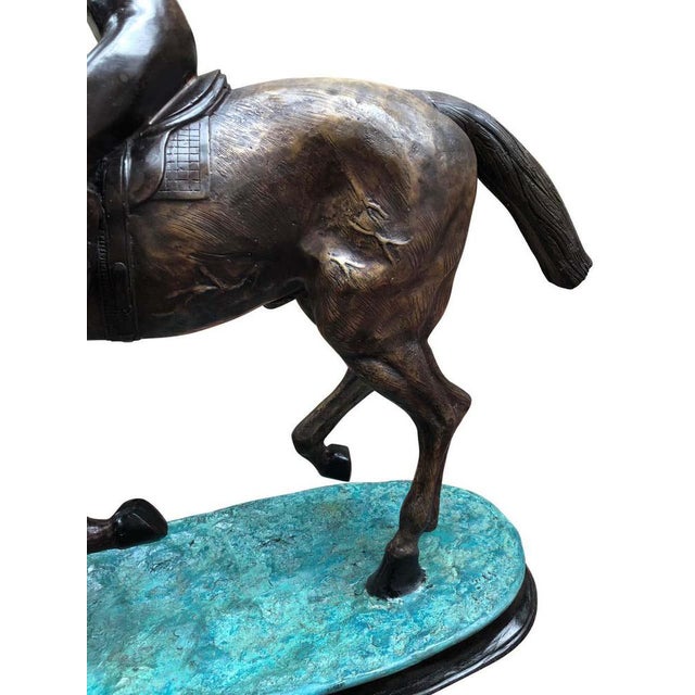 French Bronze Horse and Jockey Statue, 20th Century For Sale - Image 8 of 11
