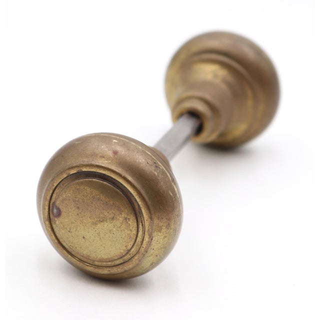 Vintage Art Deco Brass Passage Door Knob Set For Sale - Image 6 of 7
