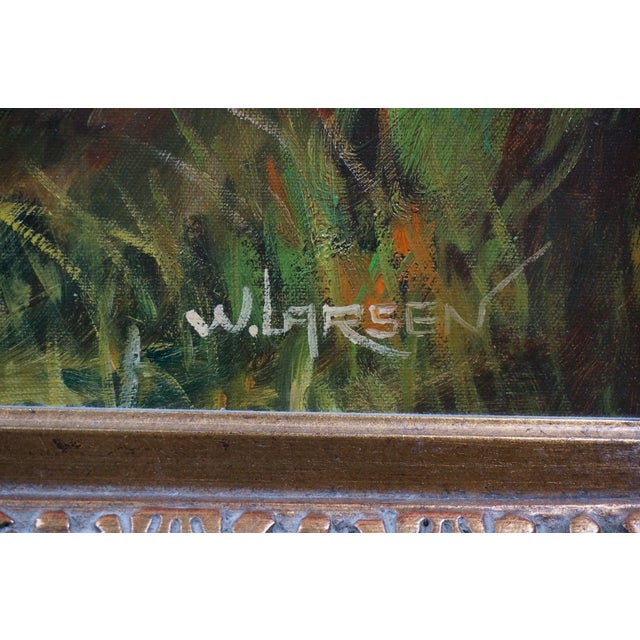 Antique Axel W. Larsen British Equestrian Fox Hunt Landscape Oil Painting 32" For Sale - Image 6 of 12