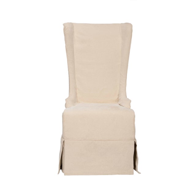 20''H Linen Dining Chair in Natural Cream & Cherry Mahogany For Sale - Image 11 of 11