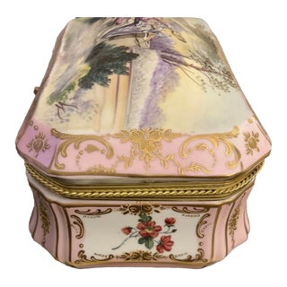 Sevres Style Porcelain Bombs Casket Box For Sale