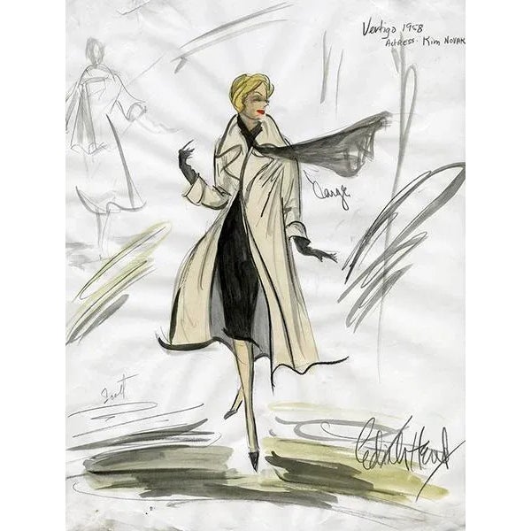 Mid-Century Modern 16x20 Reproduction Print of Original Costume Sketch by Edith Head of Kim Novak for "Vertigo" For Sale - Image 3 of 3