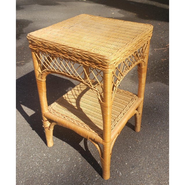 1970s Pair of 1970s Vintage Wicker Side Tables For Sale - Image 5 of 7