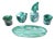 Green White Mouth-Blown Glass Dressing Table Set, 1950s, Set of 5 For Sale