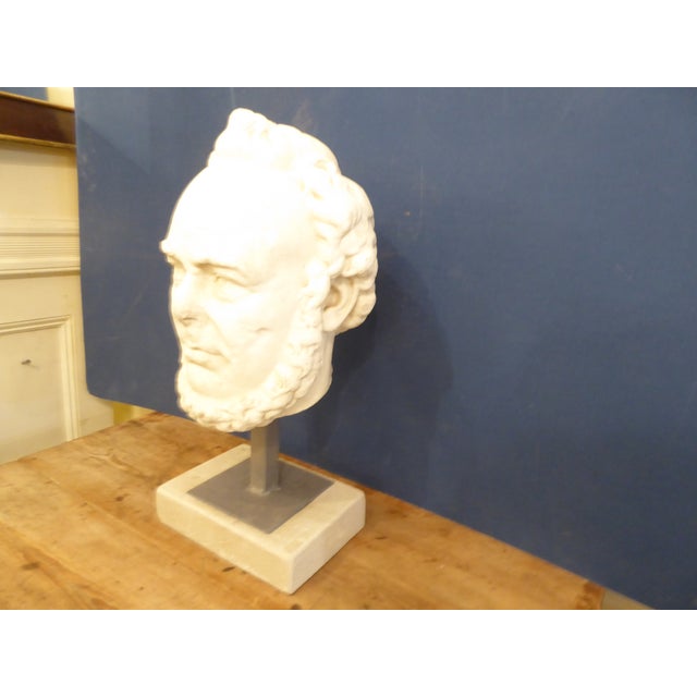 This 19th Century Wells, Maine, marble sculpture of a N.E. Ship Captain is mounted on metal and limestone. The head alone...