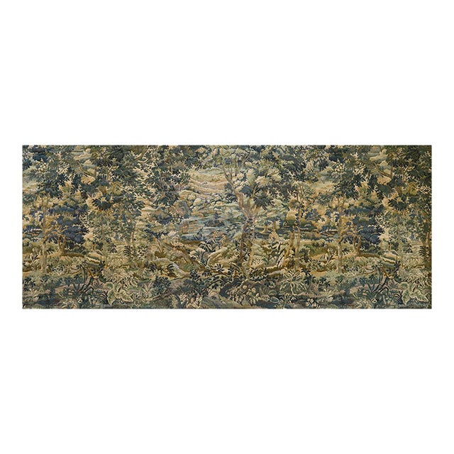 SAMPLE - Schumacher Flemish Tapestry Fabric In Vert For Sale