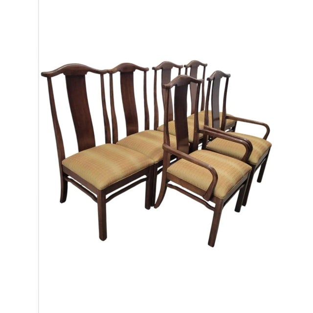 Vintage Bernhardt Mid Century Modern Michael Taylor Style Pecan, Walnut Sleek Dining Room Chairs- A Set 6 For Sale - Image 9 of 16