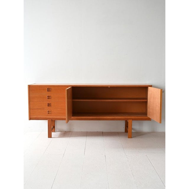 Vintage Scandinavian Oak Sideboard with Drawers and Doors, 1960s For Sale - Image 3 of 13