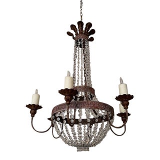 Niermann Weeks Iron and Crystal Chandelier For Sale