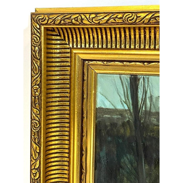 Kastrup Mid 20th Century Modern Impressionist Scandinavian Village Painting Signed in Fluted Cove Frame For Sale - Image 4 of 6