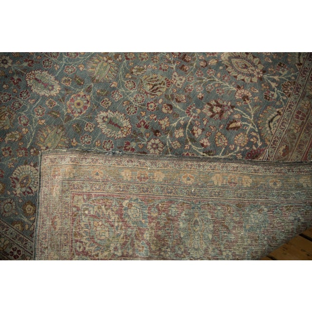 Teal Vintage Distressed Tabriz Carpet - 10'10" X 14'2" For Sale - Image 8 of 15