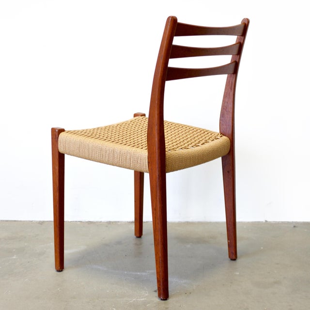 1950s Svegards Markaryd Set of 4 Teak Dining Chairs With Danish Cord Seats For Sale - Image 13 of 14
