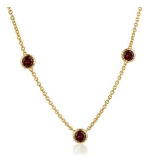 Garnet Chain & Link Necklace, January Birthstone Necklace for Her