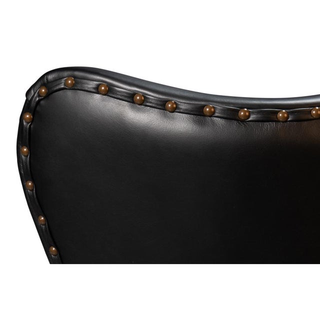 2020s Black High Back Leather Wing Chair For Sale - Image 5 of 10