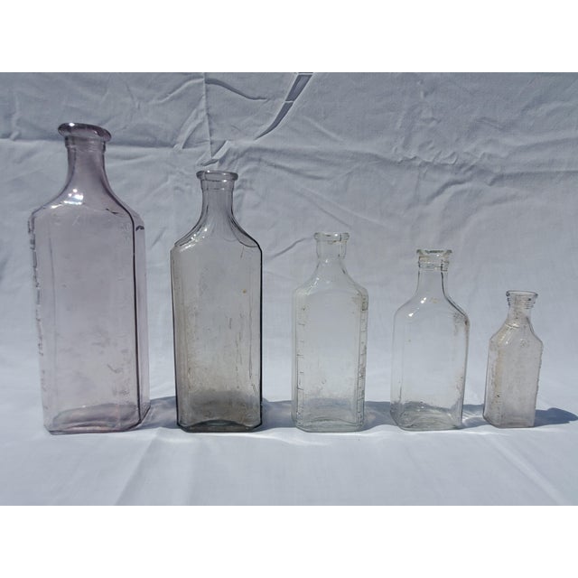 Farmhouse Antique Apothecary / Pharmacy Bottle Collection – Lavender & Clear Glass – 1800s/1900s For Sale - Image 3 of 5
