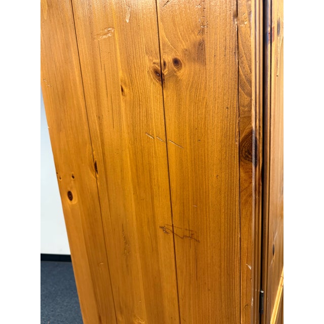 Ethan Allen Farmhouse Rustic Pine Armoire For Sale - Image 9 of 12