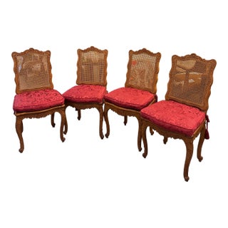 1920s Louis XV Style Cane Dining Chairs- Set of 4 For Sale