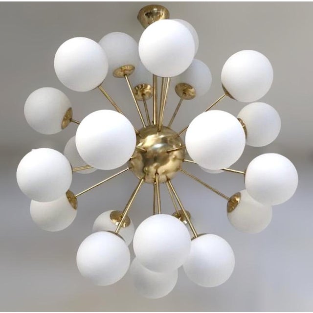 Italian 21st Century Nova Natural Brass Matte White Murano Sputnik Chandelier by Fabio LTD For Sale - Image 3 of 7