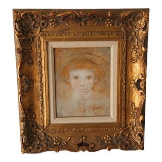 Nadine Campbell Hoskins Mid-Century Oil Portrait of a Sweet Child C. 1960s For Sale