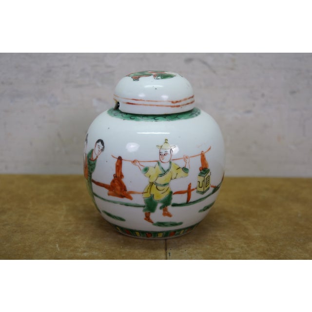 2 Antique Chinese Qing Famille Verte Porcelain Ginger Jars Mantel Urns For Sale - Image 13 of 18
